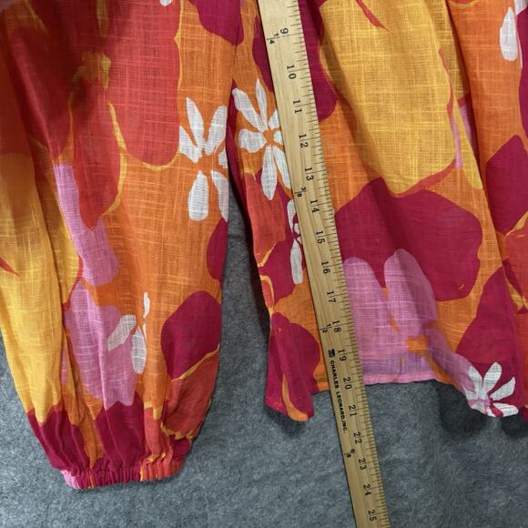 Sabo Short Set Women Sz XS - S Orange Red Lightweight Sheer Tropical - SIZE NOTE - Picture 10 of 14